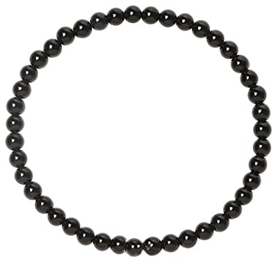 EUMENIDES Schwarzes Armband, Reines Schwarzes Obsidianarmband.Rein Und UnverfäLscht.4/6/8/10/12MM (4MM)
