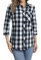 fuinloth Chemisiers et Blouses Femme Chemise en Flanelle Légère à Carreaux et Manches Longues Shirt élégant Tunique avec Poches Bleu L 40-42