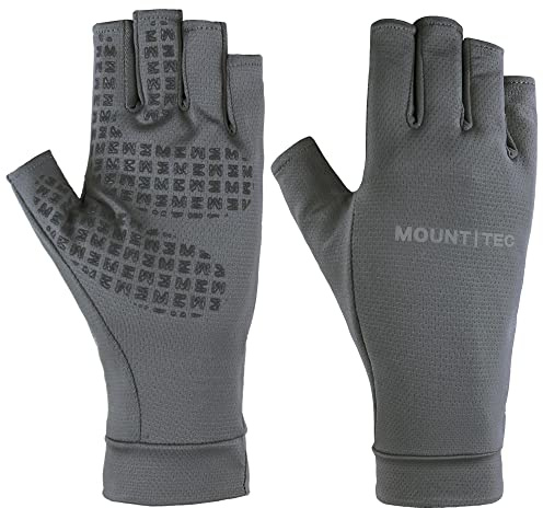 MOUNT TEC Men's Breathable Summer UV Protective Fingerless Gloves UPF 50+ Cool Sunblock Glove for Sailing Golfing Boating Fishing (Charcoal,L)