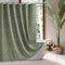 Siiluminisoy Rideau de Douche en Tissu tissé bohème Mignon à Chevrons touffetés texturés à Rayures pour Salle de Bain, 183 x 183 cm, Vert Sauge