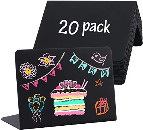 20 Stück Mini Kreidetafel Set, Mini Tafeln Kunststoff Buffet Schilder für Preisschilder Bäckerei, Café, Hochzeitstisch, Festtafel, Küche Dekoration 10x7.5 cm