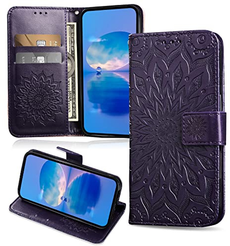 FCAXTIC Hülle Kompatibel mit Huawei P20 Lite/Nova 3E, Magnet PU Leder Tasche Flip Schutzhülle, Brieftasche Klappbar Hülle, Violett