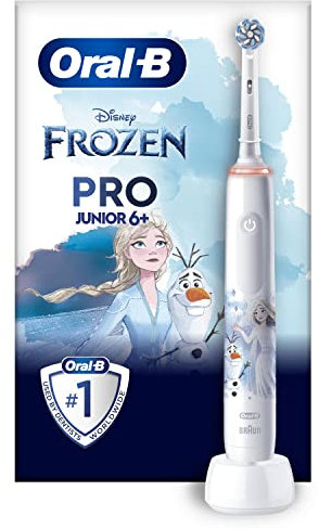 Oral-B Pro Junior Kids Electric Toothbrush, 1 Star Wars Mandalorian Handle, 1 Toothbrush Head, 3 Modes with Kid-Friendly Sensitive Mode, for Ages 6+, 2 Pin UK Plug