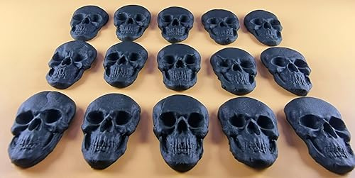 15 x Edible 3D Skulls, Skull icing toppers, cake cupcakes decorations T040 (Black)