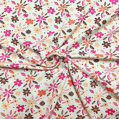 Jersey Stoff mit Blumen Pink Rosa Kinderstoff Oeko-Tex 0,5m x 1,50m Meterware Mädchenstoff