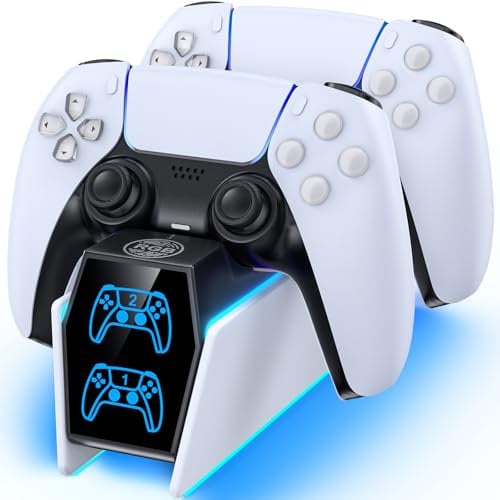Tokluck Cargador para PS5 Mando con Cable, Base de Carga para PS5 y PS5 Edge, 2,5H Carga para PS5 Mando Cargador para PS5 Compatible con PS5 Edge, Kits de Accesorios para Playstation 5