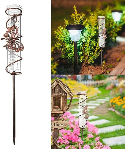 Regenmesser, Schmetterling Rasen Regen Messgerät Glas schwimmend Metall für Outdoor Garten Landschaften, für Garten, Hof, Deck, Rasen, Landschaft, Teich