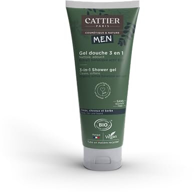 Cattier Men - Gel Douche Homme 3 en 1 Bio - Cheveux, Corps et Barbe - 200ml