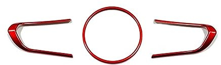 DENGG Auto Lenkrad Abdeckung Carbon Rot Silber Schalter Aufkleber Rahmen Trim Für Mazda 3 MX-30 CX-50 CX-60 CX-30 Zubehör 2022-2023(Red 23)