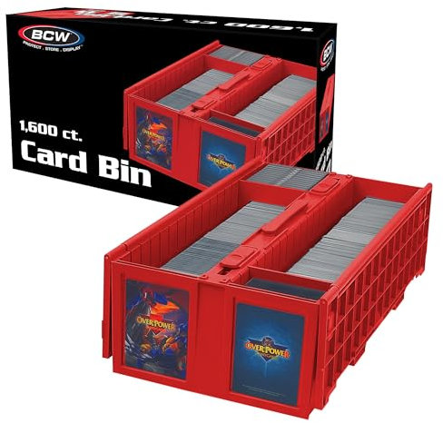 BCW Sammelkartenbehälter – für bis zu 1600 Karten – Grau | Große Karten-Aufbewahrungsbox für lose Sammelkarten | Pokemon, MTG und Sportkarten-Aufbewahrungsboxen | Sortierkarten-Box (rot)