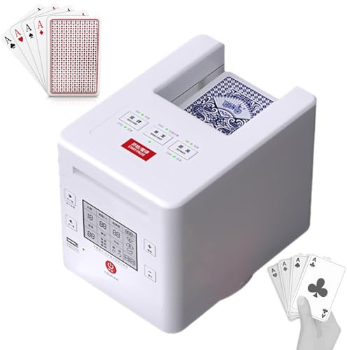 Upgrade des automatischen Kartenhändlers, um 360° drehbarer Kartenhändler mit OLED-Display, wiederaufladbarer Kartenhändler mit 4 Decks, bis zu 12 Spieler, für UNO, Blackjack, Texas Hold'em