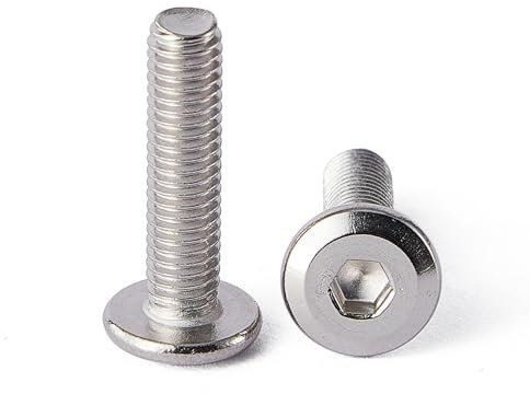 SUNXULIMI Viti M4 da 16 mm a testa piatta e rotonda con esagono incassato, viti per mobili, in acciaio inox 304, finitura lucida, completamente filettate, con attacco esagonale metrico, 100 pezzi