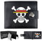 Bocguy Portefeuille Homme, Porte Monnaie Homme, One Piece Anime Portefeuille Porte, Cuir Brown Bifold Multi Card Holder Purse Straw Hat Luffy pour Les Fans de Cartoon Garçons Filles