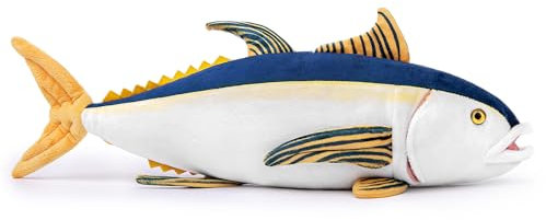 lilizzhoumax Thunfisch plüschtier Gelb 40cm/16”, Simuliertes Tier Thunfisch Plüschtier, Kawaii Fisch plüschtier, Realistische Thunfisch Plüsch Spielzeug für Wilde Tiere, Geschenk für Kinder