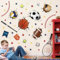 decalmile Adesivi Murali 3D Calcio Ragazzi Adesivi da Parete Sportivi Palla Basket Stelle Decorazione Murale Camerette Bambini Camera da Letto Asilo Nido