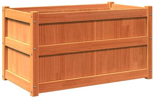 vidaXL Jardinera exterior madera maciza pino marrón cera 90x50x50 cm