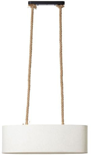 GLOBO Hängeleuchte Pendellampe Wohnzimmerleuchte Esszimmerlampe Esstischleuchte Deckenlampe, Metall schwarz Textil weiß, 2 Flammig E27, L 70,5 cm