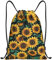 RoMuka Rucksack mit wilden Blumen und Gänseblümchen, leicht, Kordelzug, Tasche, Fitness-Tasche, täglich, faltbarer Kordelzug-Rucksack, Sonnenblume, Medium, Rucksack, Rucksäcke
