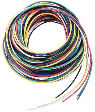 QUARKZMAN Calibro 28 Cavo Collegamento PVC 3,0m/10 Piedi 28AWG Filo Elettrico Flessibile UL1007 Trefoli Rame Stagnato 6 Colori 1,5mm Dia per Collegamenti Interni Aeromodelli