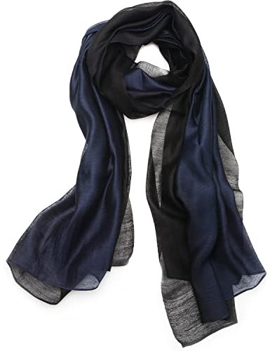 SNUG STAR Baumwolle Seidenschal Elegante Weiche Wraps Farbton Schals für Frauen (Verlauf - Dunkelblau)