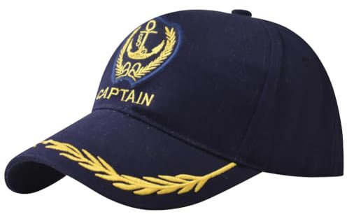 Anchor bestickte Kapitänsmütze, Skipper, Bootfahren, Baseballkappe, verstellbar, nautische Yacht, Marine, Seemanns-Trucker-Mütze, Marineblau, 2-8