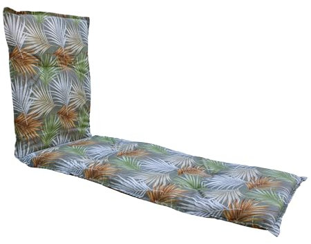 Spetebo Sonnenliegen Polsterauflage 195 x 60 cm - Palmenblätter - Universal Kissen für Gartenliegen - Liegestuhl Polster Deckchair Auflage Liegekissen Liegenauflage