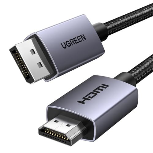 UGREEN Cable DisplayPort a HDMI 1.4 4K 30Hz 2K 60Hz 1080P 120Hz 10.2 Gbps HDR HDCP Compatible con DELL HP Proyector Monitor, 1M