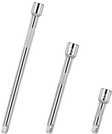 Molain 3Pcs 1/4inch Socket Extension Set, Drive Extension Bar Set includes 2''/50mm, 4''/100mm, and 6''/150mm Inch Extensions Chrome Vanadium Steel Durable Material