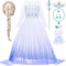 Toyssa Elsa Kostüm Mädchen, Eiskönigin Prinzessin Kleid Mädchen mit Perücke Krone Zauberstab Handschuhe, Elsa Kleider für Mädchen 3 4 5 6 7 8 Jahre Halloween Karneval Weihnachten Geburtstag Cosplay