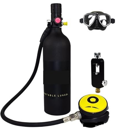 KOROBIE Tauchflasche für Taucher Tauch-Atemschutzgerät, 1 L, Tauch-Sauerstofftank, Schnorchel-Sauerstoffflasche, Wassertauch-Enthusiasten, Sauerstofftank Tauchausrüstung für Tauchflaschen(A)