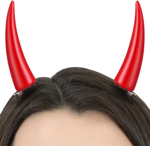 Red Anime Devil Horns, Cosplay Hairpin Horns With Clip, Power Cosplay Horns For Halloween, Costume Props, Dress-Up Accessory, Red, One size