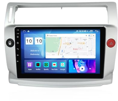 NAIGRAM Android 12 Navegación por satélite for Citroen C4 2004-2014 Radio con pantalla táctil IPS de 9 pulgadas Soporte inalámbrico Car-play Android Imagen de marcha atrás automática Pantalla dividida