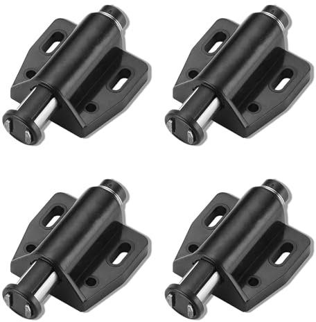 Soft Close Push Open Door Catches Pressure Touch Release Latches Push to Open Door Catches for Cupboards Kitchen Bathroom (Black, 4 Pcs)