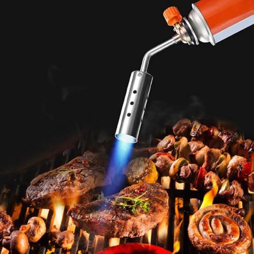 mizikuu Gaskartuschen Unkrautbrenner, Edelstahl Gasbrenner Unkraut Winddicht und Kopfüber Verwendbar Gasbrenner für Gasflasche für Garten, Grillen