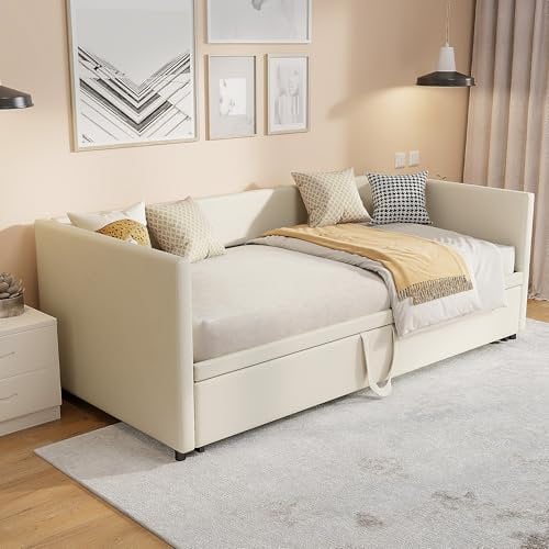 FOERPL Schlafsofa, 90 x 200 cm, 3-in-1, Schlafsofa mit Ausziehbett, 2-Sitzer, Ottomane, Samt, Bettgestell mit Lattenrost (ohne Matratze)