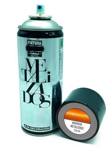 AC - Bote de Pintura en Spray - Fabricado en España - Ideal para cualquier superficie, Madera, Metal, Cartón, Piedra o Cerámica - Capacidad de 200 ML - Color Naranja Metalizado