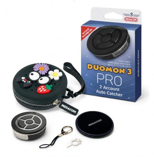 megacom DuoMon3 PRO 1P/2P Auto Catcher, Auto-Reconnect, inkl. Ladepad | Dual-Account, Auto Catch & Auto Spin, Auto-Reconnect stündlich, IPX7 wasserdicht, Bluetooth 20m, USB-C & kabelloses Laden