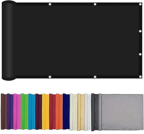 Sonnensegel Wasserdicht 5 x 9 m Wetterbeständig mit UV Schutz Sonnensegel PES Polyest Material mit Ösen Und Befestigungsseile für Garten Pool Camping, Schwarz