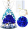 FRFG Regali di Angelo Rosa Eterna per Donne, Regalo per Donne, Rose Conservate in Statuette di Angeli in Vetro, Angeli Floreali per Mamma, Nonna, Moglie, Sorella, Fidanzata (Blu)