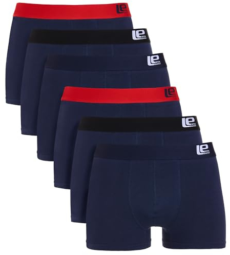 Lower East Le159, Boxer rétro Uomo, Blu Scuro con Nero E Rosso, XL