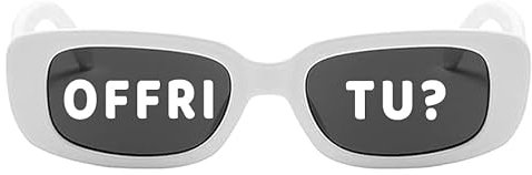 Mr. Gadgets Occhiali da Sole Divertenti con Scritte – Modelli FIGA & FREE KISS – Stile Retrò Unisex – Idea Regalo Ironica per Feste, Eventi, Addio al Celibato/Nubilato,Discoteca (Bianco, Offri Tu?)