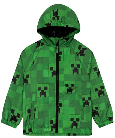 Minecraft Boys Rain Jacket, Gaming Kids Raincoat, Water Resistant Boys Coat, Gamer Kids Rain Jacket, Ages 5 To 13 Years