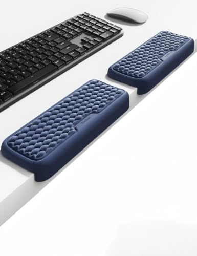 Vaydeer Desk Elbow and Wrist Rest Pad, Memory Foam, Blue | Non-Slip Base, Wrist and Forearm Support, For Keyboard, Mouse and Desk Use