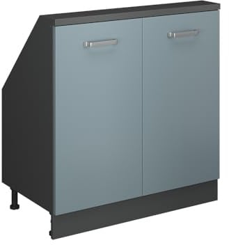 Vicco Mobile cucina sottotetto R-Line, Blu-grigio/antracite, 80 cm con 2 porte
