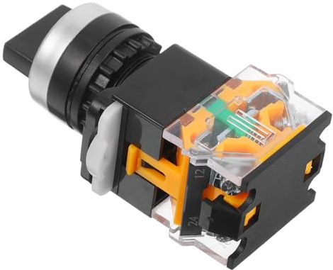 DECORNIJIA Interruptor Selector Capacidad hasta 10a de Leva Giratorio de 3 Posiciones Diámetro de Orificio 22mm Material ABS y Aleación de Plata con Autobloqueo