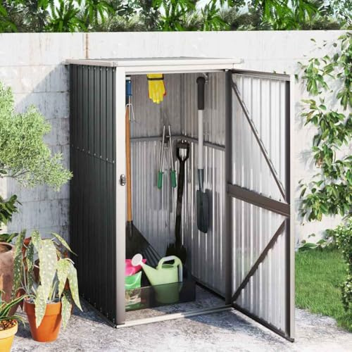 Gartenhaus Geräteschuppen, Gerätehaus Anthrazit 88x89x161 cm Verzinkter Stahl für Gartengeräte Werkzeuge