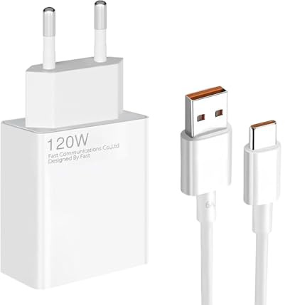 Hobeiy Cargador Rápido 120W con Cable USB C 2M 6A, Adaptador de Carga para xiaomi 14 13 12 11 10, redmi Note 14 13 12, Poco F7 Ultra, redmi Turbo 4 Pro