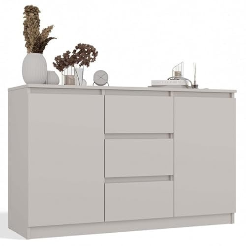 CDF Kommode Kaschmir 2 Türen 3 Schubladen Komode & Sideboards Schubladenkommode Sideboard 75 cm Hoch Wohnzimmer Komodenschrank 40x120x75 für Schlafzimmer Arbeitszimmer Flur Schubladenschrank