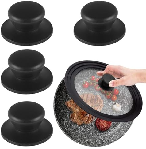 AEUXZA 4 Pezzi Pomelli Universali per Coperchi Pentole, Manici Hitzebeständiger per Coperchi in Vetro e Metallo, Sostituzione per Fori da 6-10mm