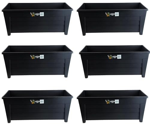 Easy Shopping® Black Large Grosvenor Trough 55cm Long Plant Pot Flower Planter Ideal for Home Office Balconies Gardens Greenhouses & Patios & Park (6)